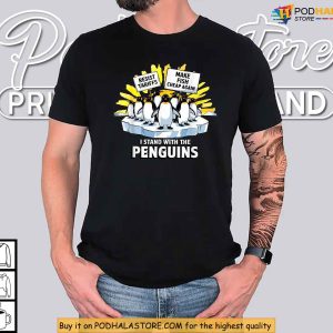 Stand With Penguins Shirt Funny Protest Against Tariffs Satirical Top 2