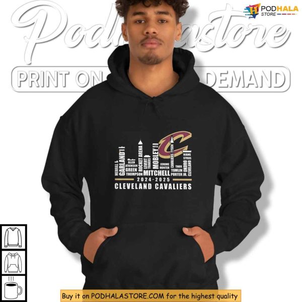2025 NBA Season Cleveland Cavaliers Shirt, Players Skyline Tribute Tee