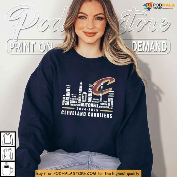 2025 NBA Season Cleveland Cavaliers Shirt, Players Skyline Tribute Tee