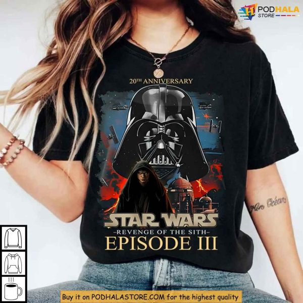 20th Anniversary Sith Shirt With Anakin Turned Vader Retro Style Print