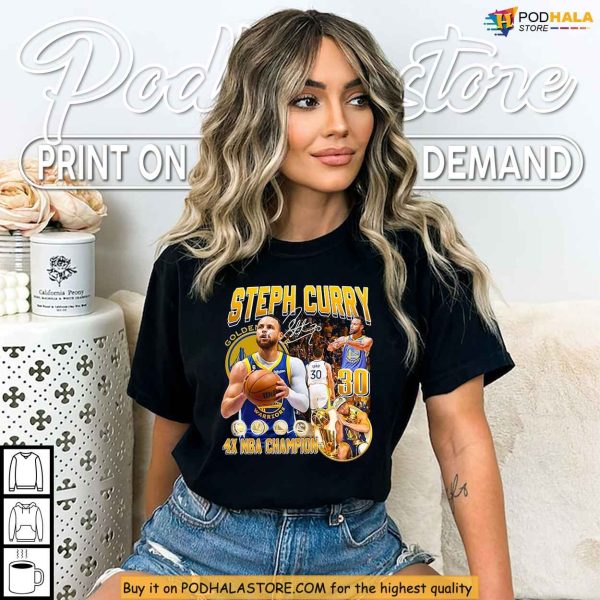 4x NBA Titles Shirt Featuring Steph Curry, Iconic Basketball Champion