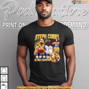 4x NBA Titles Shirt Featuring Steph Curry Iconic Basketball Champion 2