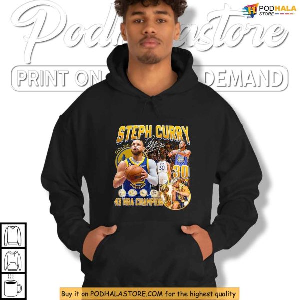 4x NBA Titles Shirt Featuring Steph Curry, Iconic Basketball Champion
