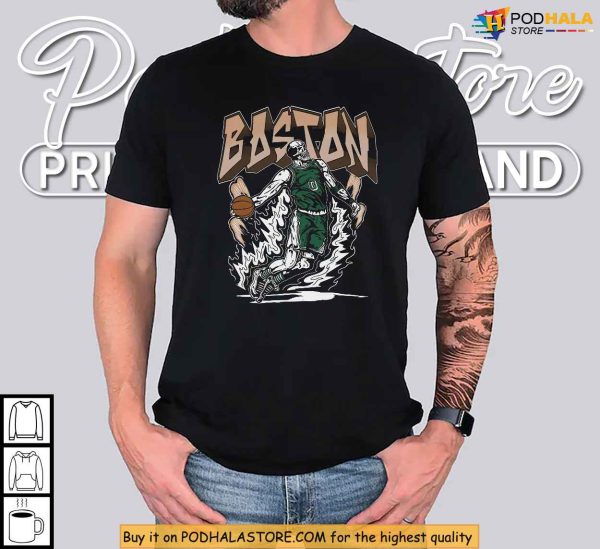 Boston Basketball Shirt, Vintage Skeleton Dunk Art For Celtics Fans