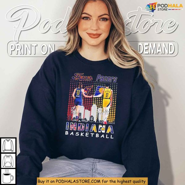Fever Clark and Pacers Haliburton Shirt With Indiana Basketball Pride