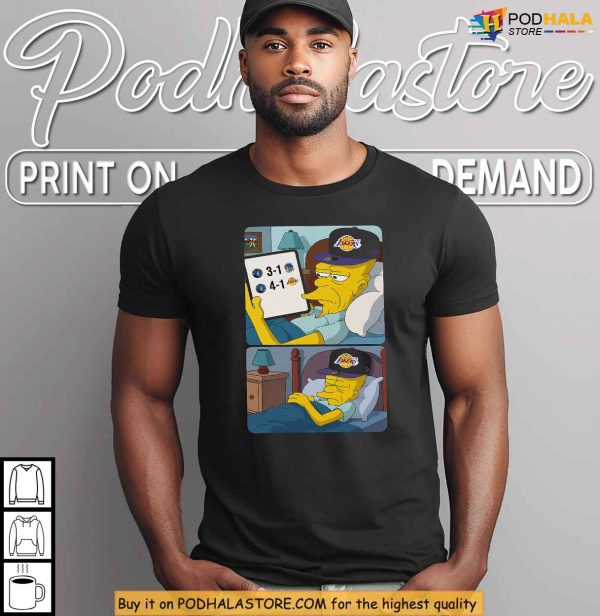 Funny Lakers Meme Shirt with The Simpsons Grandpa Celebrating Warriors Loss