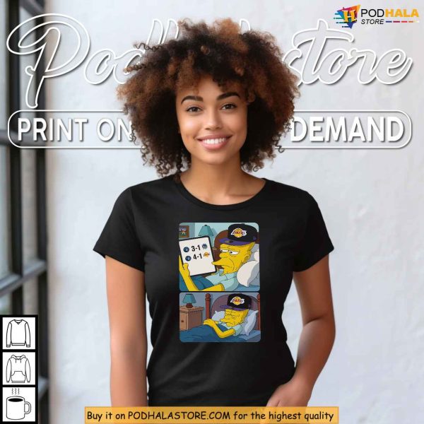 Funny Lakers Meme Shirt with The Simpsons Grandpa Celebrating Warriors Loss