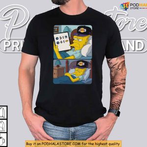 Funny Lakers Meme Shirt with The Simpsons Grandpa Celebrating Warriors Loss 3