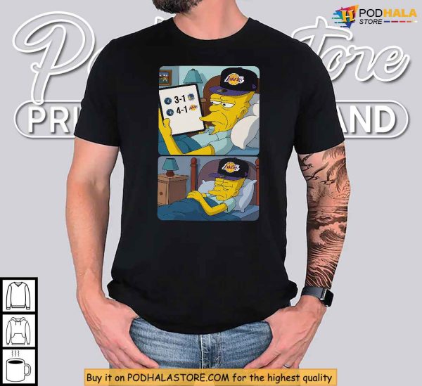 Funny Lakers Meme Shirt with The Simpsons Grandpa Celebrating Warriors Loss