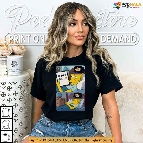 Funny Lakers Meme Shirt with The Simpsons Grandpa Celebrating Warriors Loss