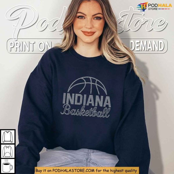 Game Day Indiana Basketball Shirt With Vintage Feel, Rhinestone Lettering
