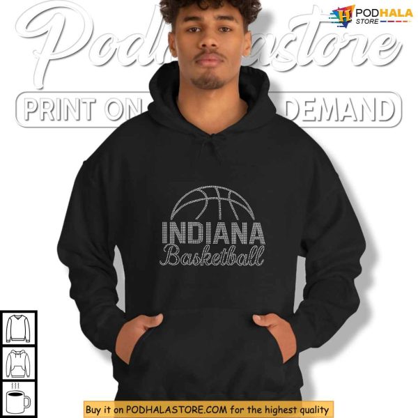 Game Day Indiana Basketball Shirt With Vintage Feel, Rhinestone Lettering