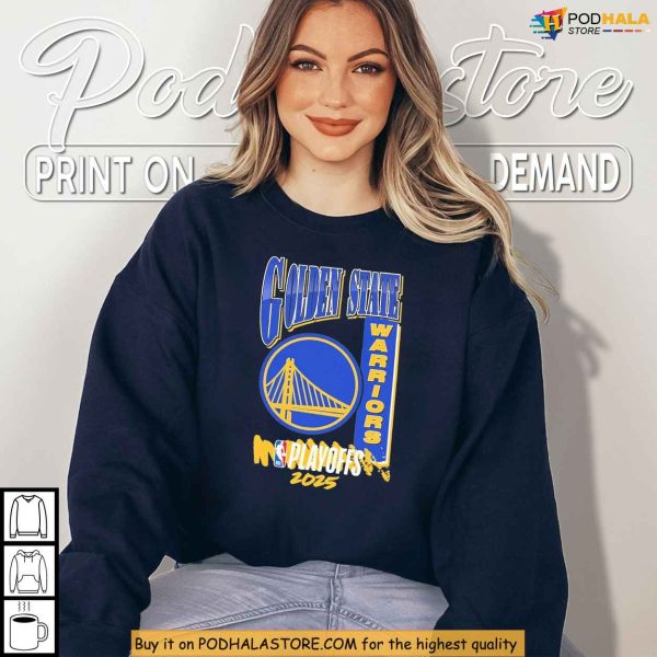 Golden State Warriors Shirt Featuring Bridge Logo And Playoffs 2025 Spirit