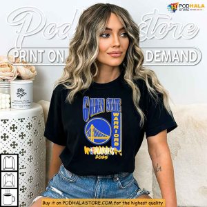 Golden State Warriors Shirt Featuring Bridge Logo And Playoffs 2025 Spirit 4