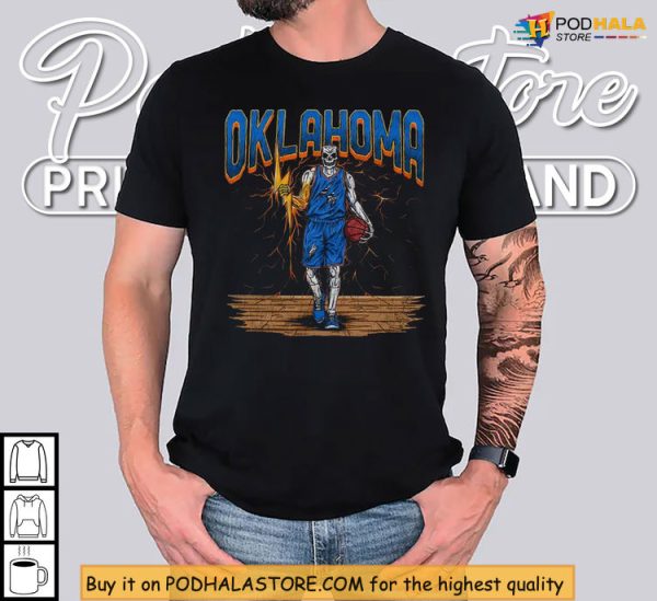 Graphic Thunder Shirt With Skeleton Hooper, Retro Court Vibes Included