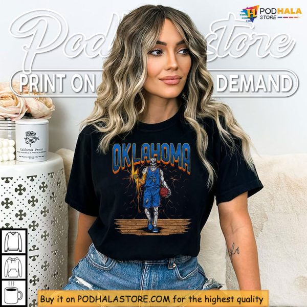 Graphic Thunder Shirt With Skeleton Hooper, Retro Court Vibes Included