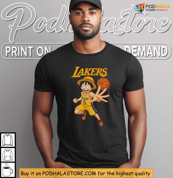 La Lakers One Pice Collab Merch Sell Shirt Featuring Anime Crossover