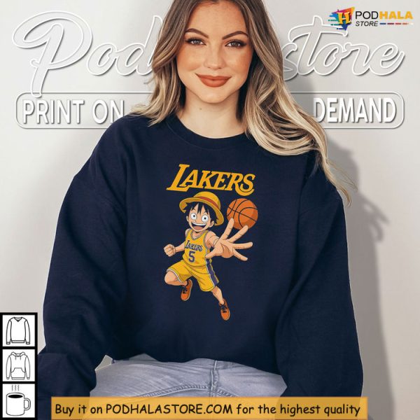 La Lakers One Pice Collab Merch Sell Shirt Featuring Anime Crossover