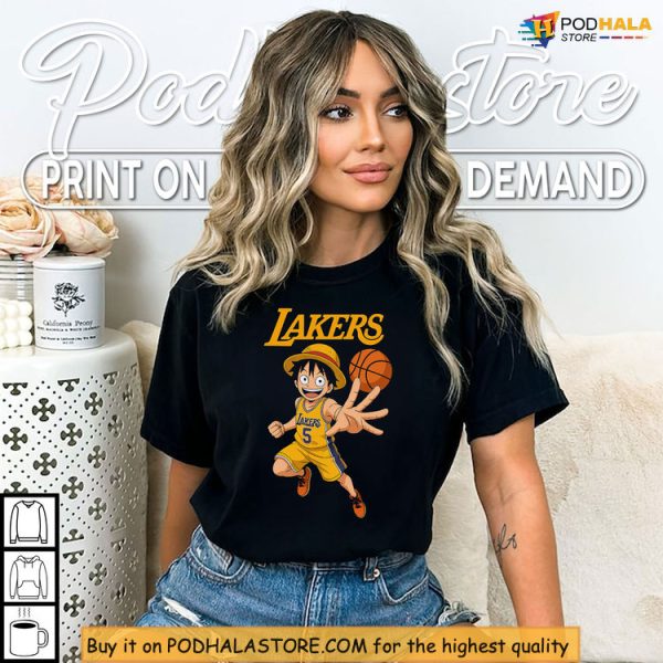 La Lakers One Pice Collab Merch Sell Shirt Featuring Anime Crossover