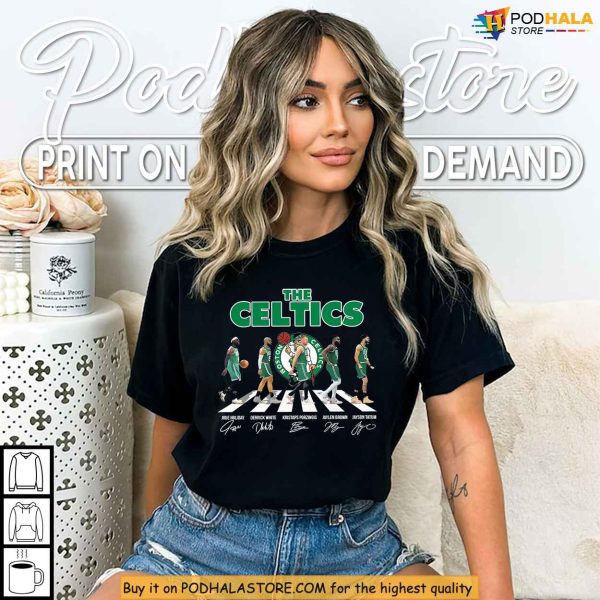 Legends Walk Boston Celtics Shirt, Featuring 2025 Playoff Starting Lineup