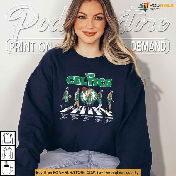Legends Walk Boston Celtics Shirt, Featuring 2025 Playoff Starting Lineup