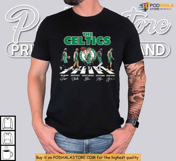 Legends Walk Boston Celtics Shirt, Featuring 2025 Playoff Starting Lineup