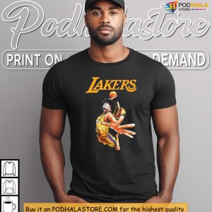 Luffy Dunking In Lakers Jersey La Lakers One Piece Collab Merch Shirt 3