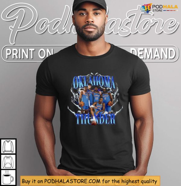 Okc Thunder Bootleg Shirt For 2025 Fans, Classic NBA Style Meets Thunder Icons