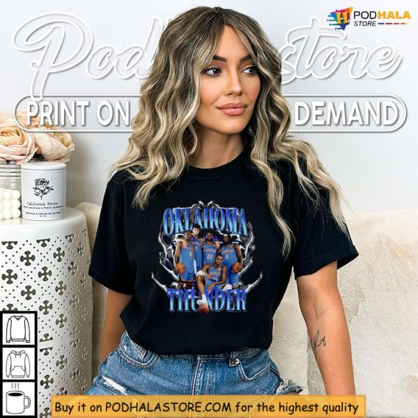 Okc Thunder Bootleg Shirt For 2025 Fans, Classic NBA Style Meets Thunder Icons