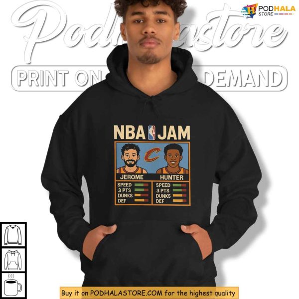 Retro Cleveland NBA Jam Cavaliers Shirt With Jerome And Hunter Artwork