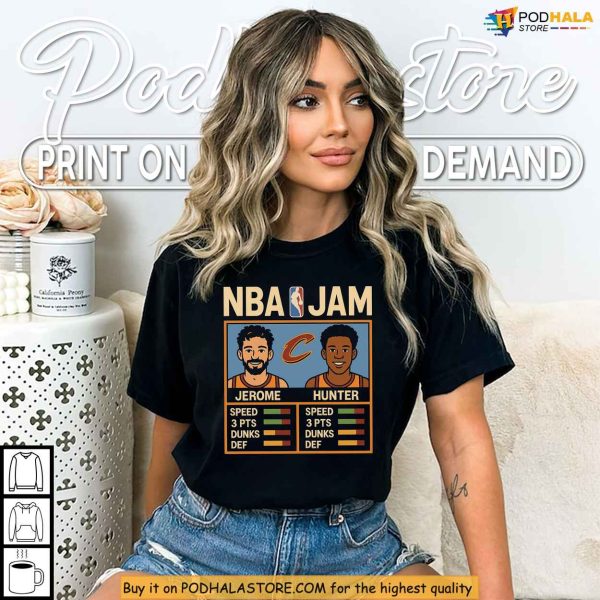 Retro Cleveland NBA Jam Cavaliers Shirt With Jerome And Hunter Artwork
