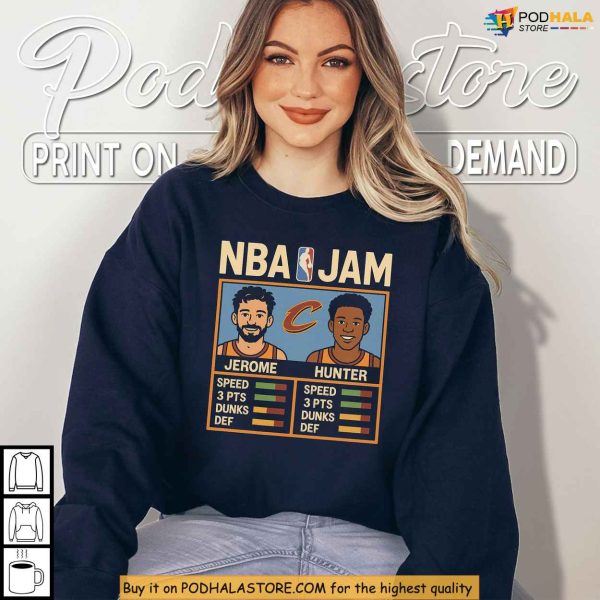 Retro Cleveland NBA Jam Cavaliers Shirt With Jerome And Hunter Artwork