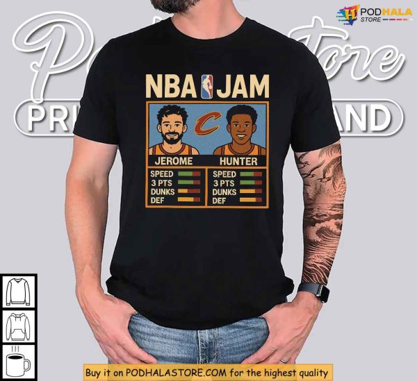 Retro Cleveland NBA Jam Cavaliers Shirt With Jerome And Hunter Artwork