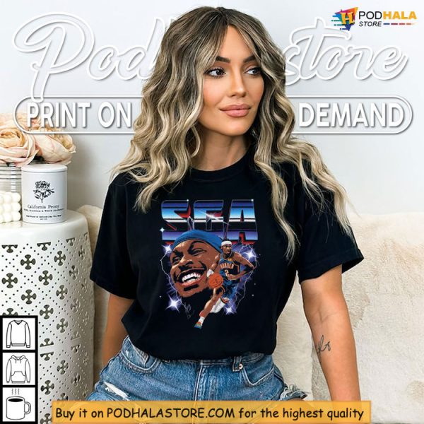 Retro SGA Bootleg Shirt, OKC Thunder Gift, 90s Basketball Inspired Look