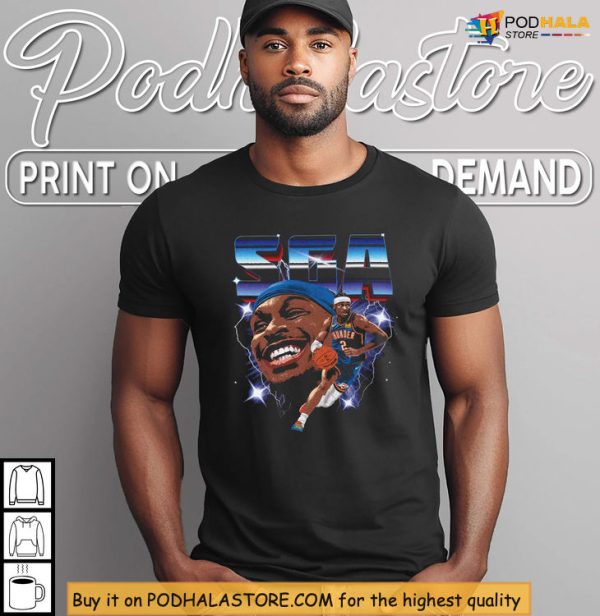 Retro SGA Bootleg Shirt, OKC Thunder Gift, 90s Basketball Inspired Look
