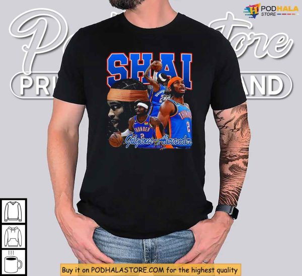 Shai Gilgeous-Alexander Shirt, Thunder Basketball Star Retro Bootleg Graphic