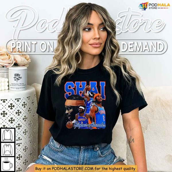 Shai Gilgeous-Alexander Shirt, Thunder Basketball Star Retro Bootleg Graphic