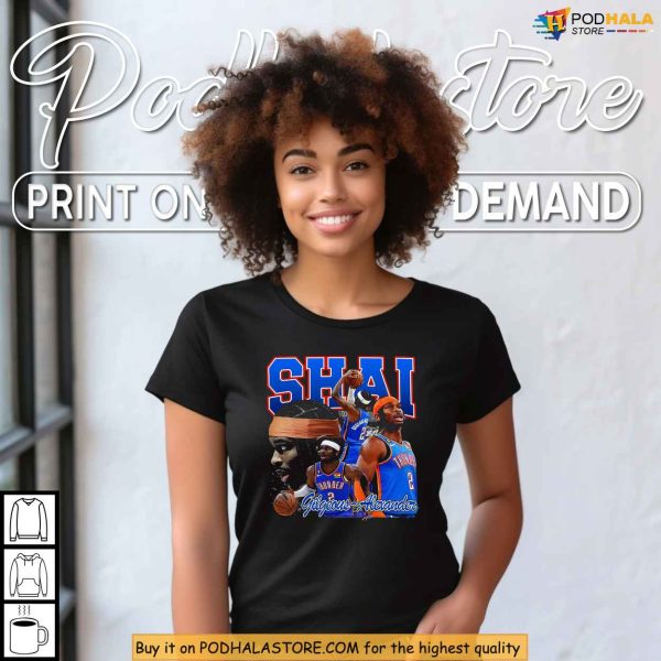 Shai Gilgeous-Alexander Shirt, Thunder Basketball Star Retro Bootleg Graphic