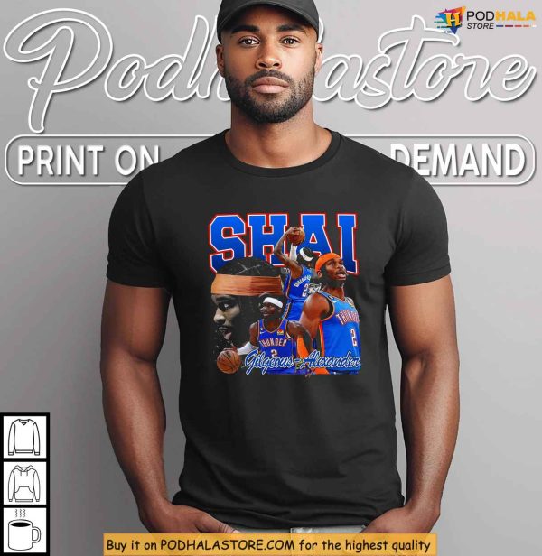 Shai Gilgeous-Alexander Shirt, Thunder Basketball Star Retro Bootleg Graphic