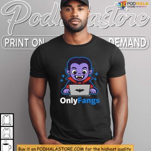 Spooky Fun With Onlyfangs Tshirt Featuring A Tech Savvy Vampire 3