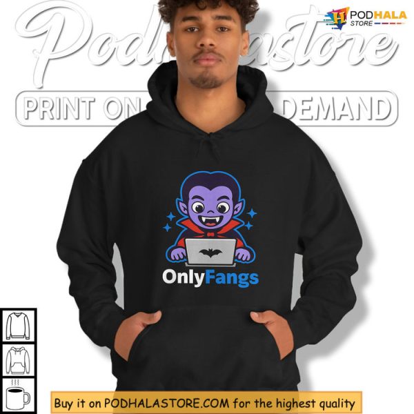 Spooky Fun With Onlyfangs Tshirt Featuring A Tech-Savvy Vampire