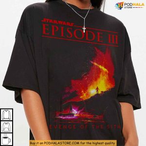 Star Wars Shirt Featuring Mustafar Battle, Episode III Design for Movie Fans