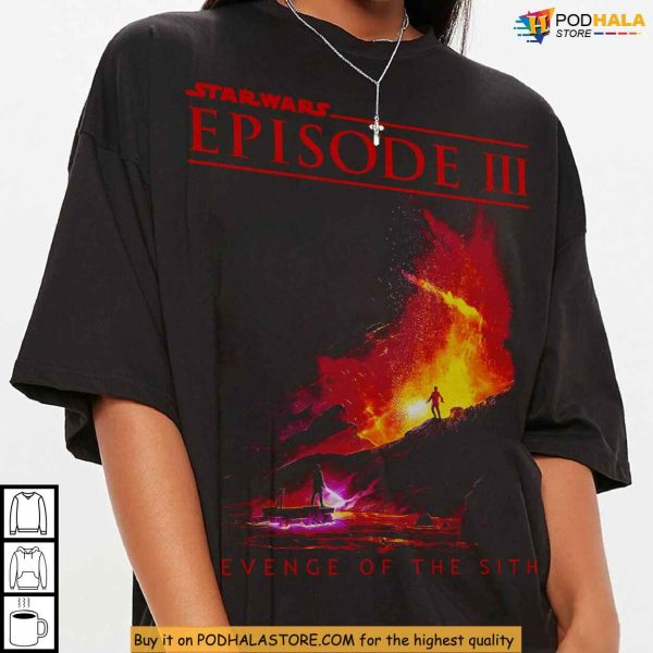 Star Wars Shirt Featuring Mustafar Battle, Episode III Design for Movie Fans
