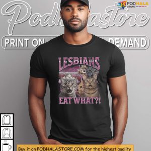 Viral Cat Meme Lesbians Eat What Shirt, Queer Humor Clothing for Pride