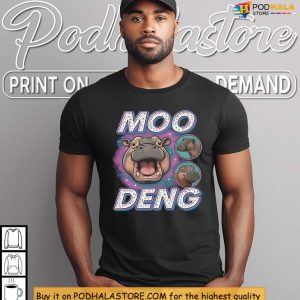 Viral Meme Style Moo Deng Shirt Hippo Face Funny Animal Humor Wear 2