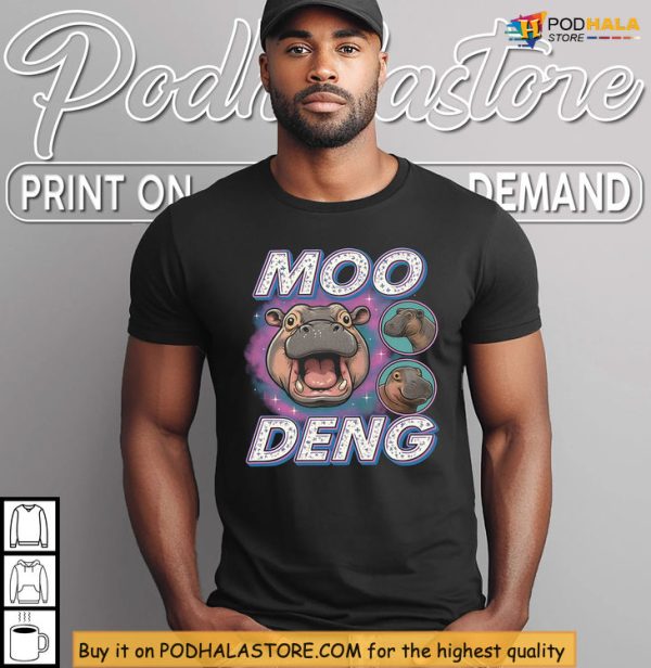 Viral Meme Style Moo Deng Shirt, Hippo Face Funny Animal Humor Wear