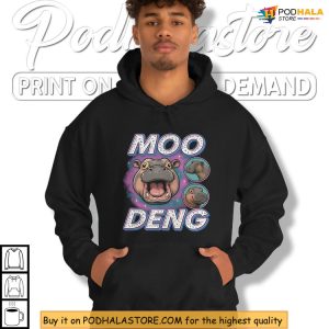 Viral Meme Style Moo Deng Shirt Hippo Face Funny Animal Humor Wear 3