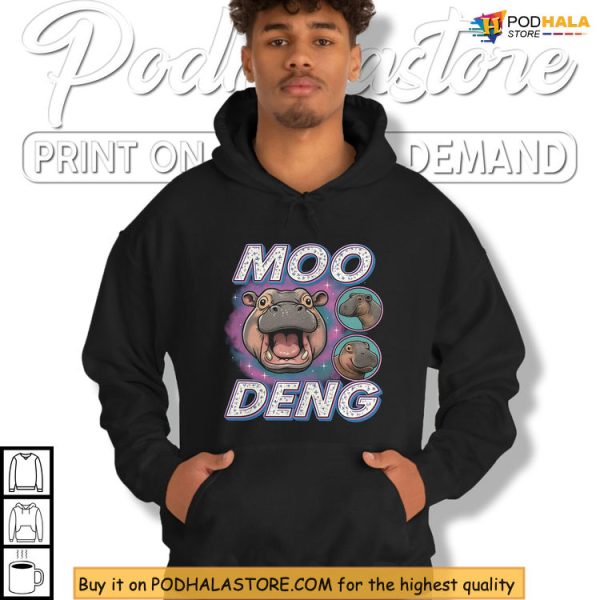 Viral Meme Style Moo Deng Shirt, Hippo Face Funny Animal Humor Wear