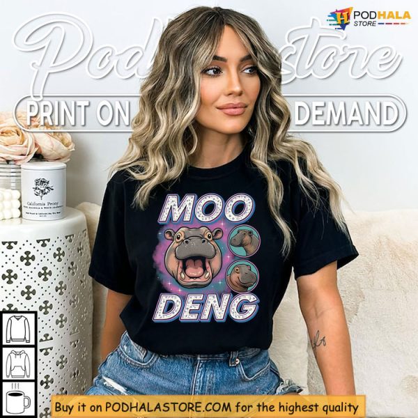 Viral Meme Style Moo Deng Shirt, Hippo Face Funny Animal Humor Wear