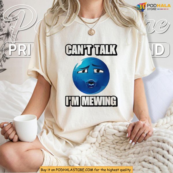 Blue Ooh Emoji Shirt With Can’t Talk I’m Mewing Meme Power